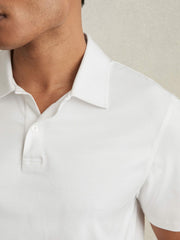 Cotton Short-Sleeve Polo Shirt in White