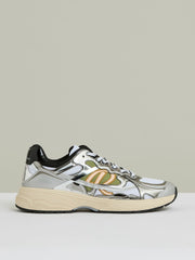 Overlay Logo Running Trainers in Gunmetal/Black