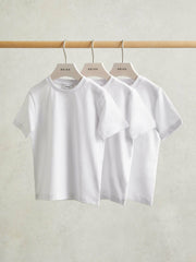 Cotton Crew-Neck T-Shirts 3 Pack in White