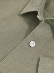 3-9 yrs Short Sleeve Linen Shirt in Thyme Green