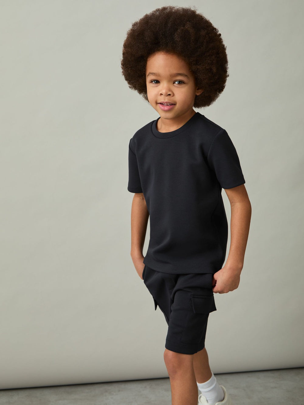 9-13 yrs Interlock-Jersey Crew-Neck T-Shirt in Navy