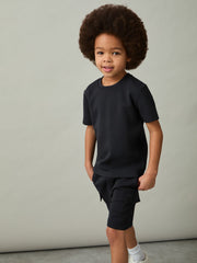 9-13 yrs Interlock-Jersey Crew-Neck T-Shirt in Navy
