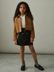 13-14 yrs Piqué Zip-Detail Mini Skirt in Black