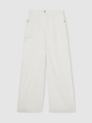 Linen Wide Leg Trousers in White