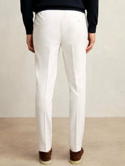 Slim-Fit Internal-Drawstring Trousers in White