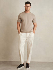 Interlock Jersey Crew Neck T-Shirt in Taupe Brown