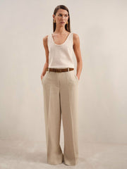 Petite Linen-Blend Wide-Leg Trousers in Neutral