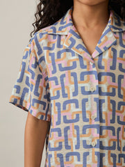 4-9 yrs Geometric Chain Print Shirt in Multi