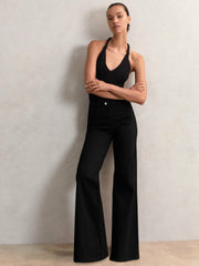 Petite Mid-Rise Flared Jeans in Black