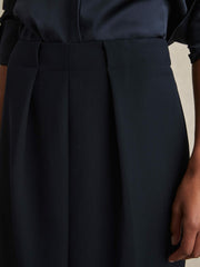 Petite Tailored Midi Suit Skirt in Navy