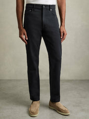 Cotton-Stretch Slim-Fit Jeans in Navy