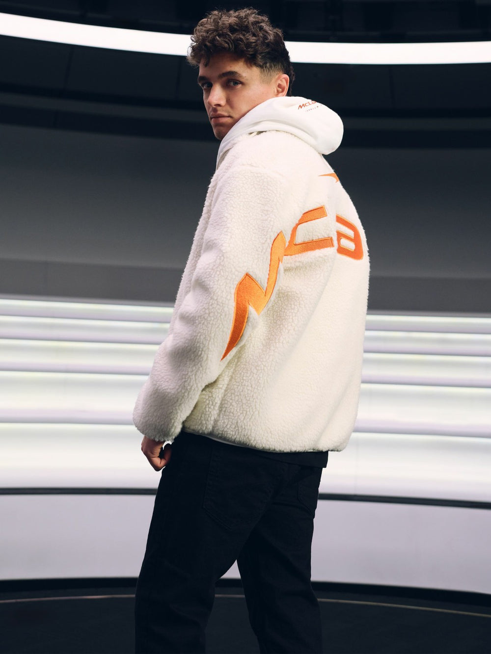 McLaren F1 Team Embroidered Fleece Jacket Unisex Fit in Off White
