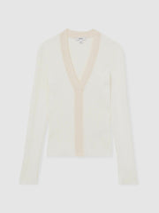 Craft-Stitch Rib-Knit Top in Ivory