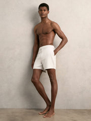 Side-Adjuster Swim Shorts in Off White