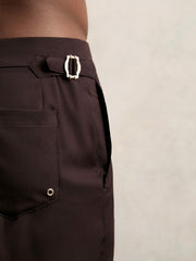 Side-Adjuster Swim Shorts in Chocolate Brown