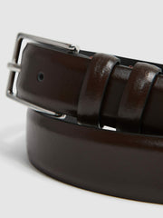 Smooth Leather Belt in Chocolate