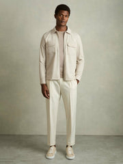 Technical Zip-Through Overshirt in Stone
