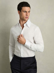 Regular-Fit Cotton Pin-Collar Shirt in White
