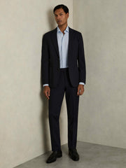 Cotton-Blend Cutaway-Collar Striped Shirt in Blue Stripe