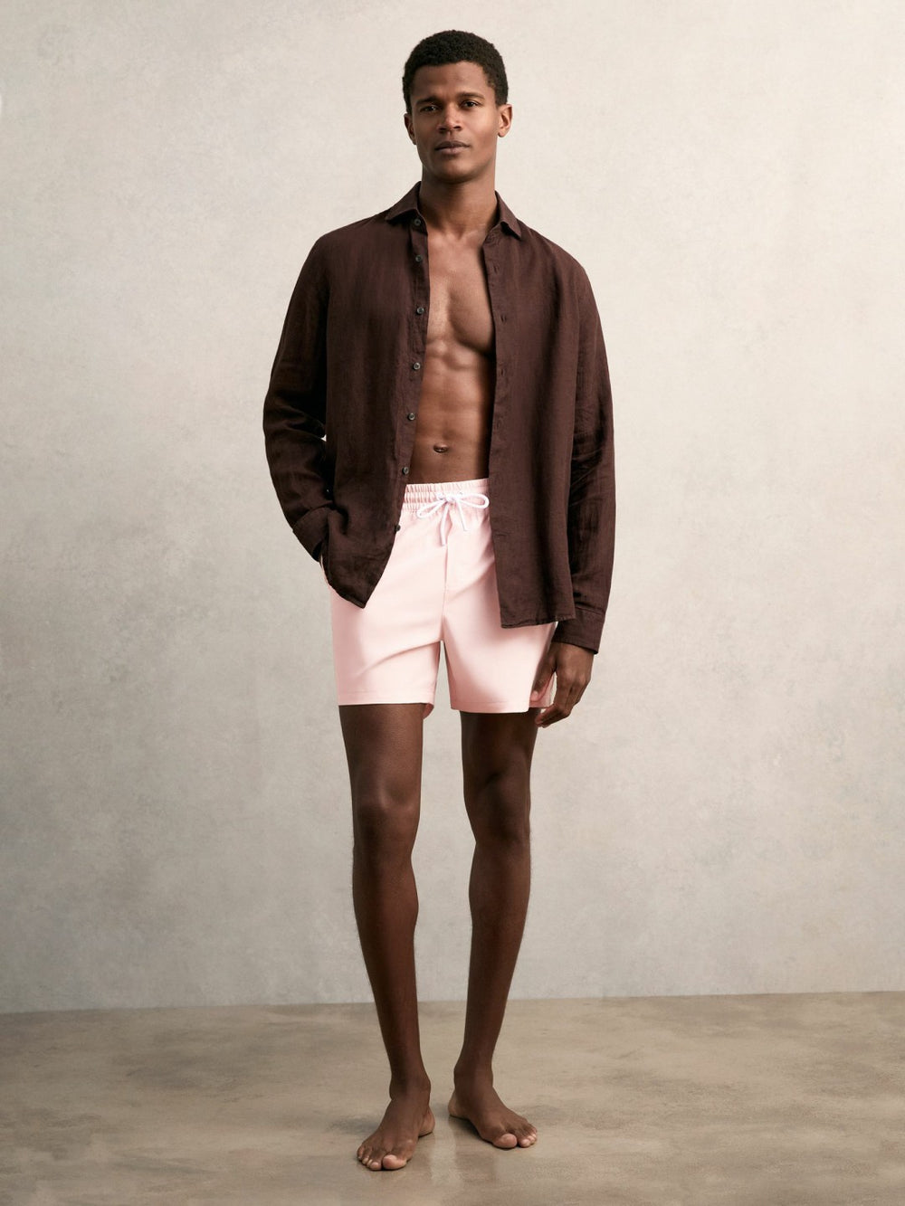 Drawstring Swim Shorts in Pink