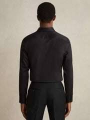 Regular Fit Cotton-Twill Two-Fold Shirt Slim-Fit in Black