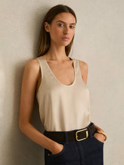Silk-Front Cami Top in Neutral