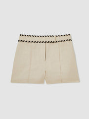 Linen Whipstitch Shorts in Neutral