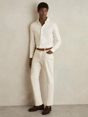 Cotton-Jersey Button-Through Shirt in Ecru