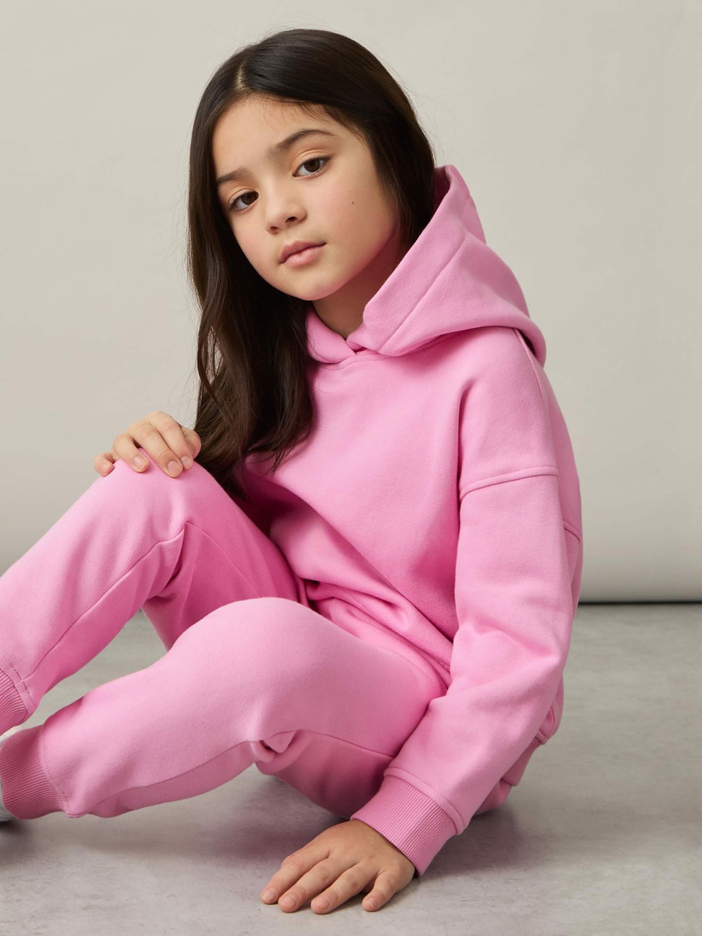 9-13 yrs Cotton-Blend Hoodie And Joggers Set in Bright Pink