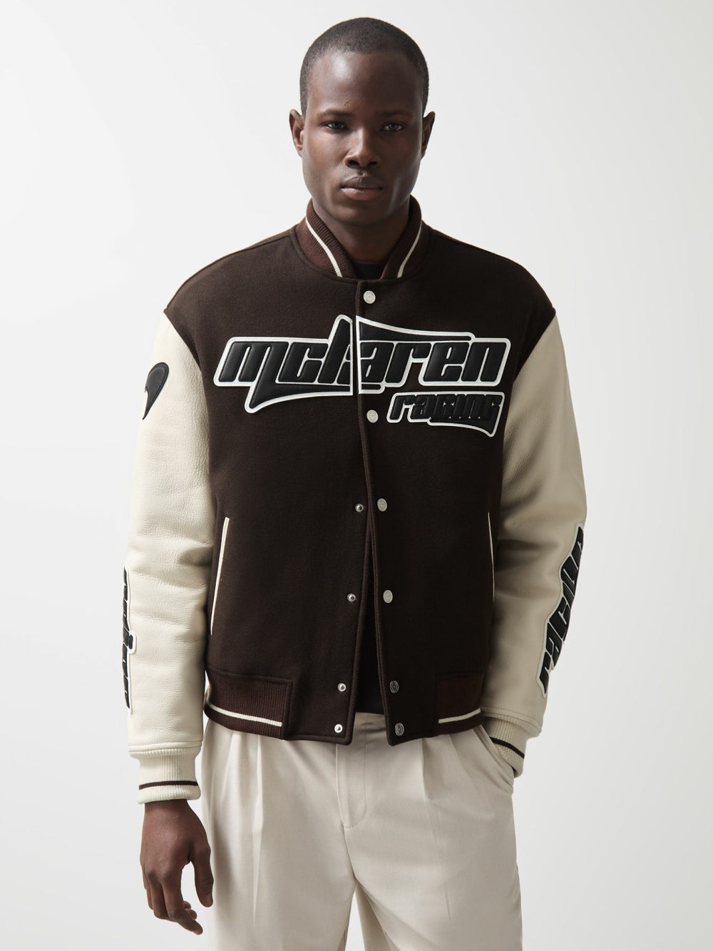 McLaren F1 Team Bomber Jacket in Brown/Ivory/White