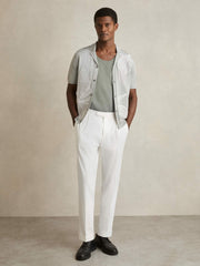 Textured Crew Neck Ribbed Vest in Sage Green