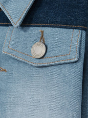 13-14 yrs Patchwork Two-Tone Denim Jacket in Blue