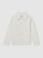 Cotton-Blend Work Jacket in Off White