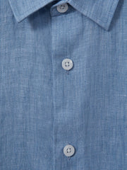9-13 yrs Short Sleeve Linen Shirt in Sky Blue