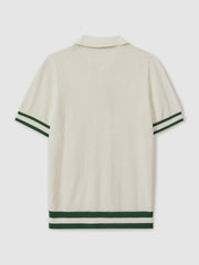 | Ché Knitted Half-Button Polo Shirt in White