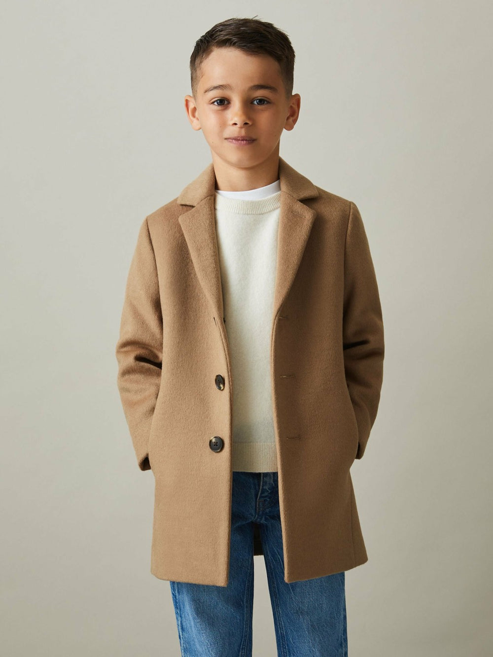 9-13 yrs Single Breasted Overcoat in Camel