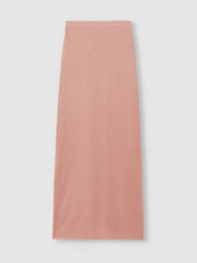 Carrie Pink Anna Quan Sheer Ribbed Knitted Midi Skirt