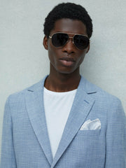 Polka Dot Silk Pocket Square in Light Blue