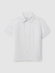 9-13 yrs Short Sleeve Linen Shirt in White