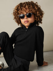 9-13 yrs Merino Wool Half-Zip Funnel Neck Jumper in Black