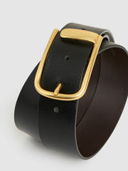 Leather Half Keeper Belt in Black