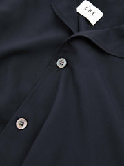 | Ché Cuff Detail Cuban Collar Shirt in Navy