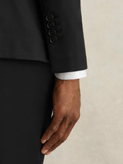 Wool-Blend Single-Breasted Suit Jacket Slim-Fit in Black