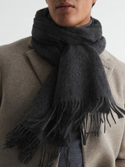 Wool and Cashmere Scarf in Charcoal