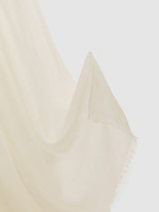 Wool-Cashmere Lightweight Scarf in Off White