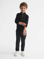3-9 yrs Merino Wool Zip-Neck Jumper in Navy