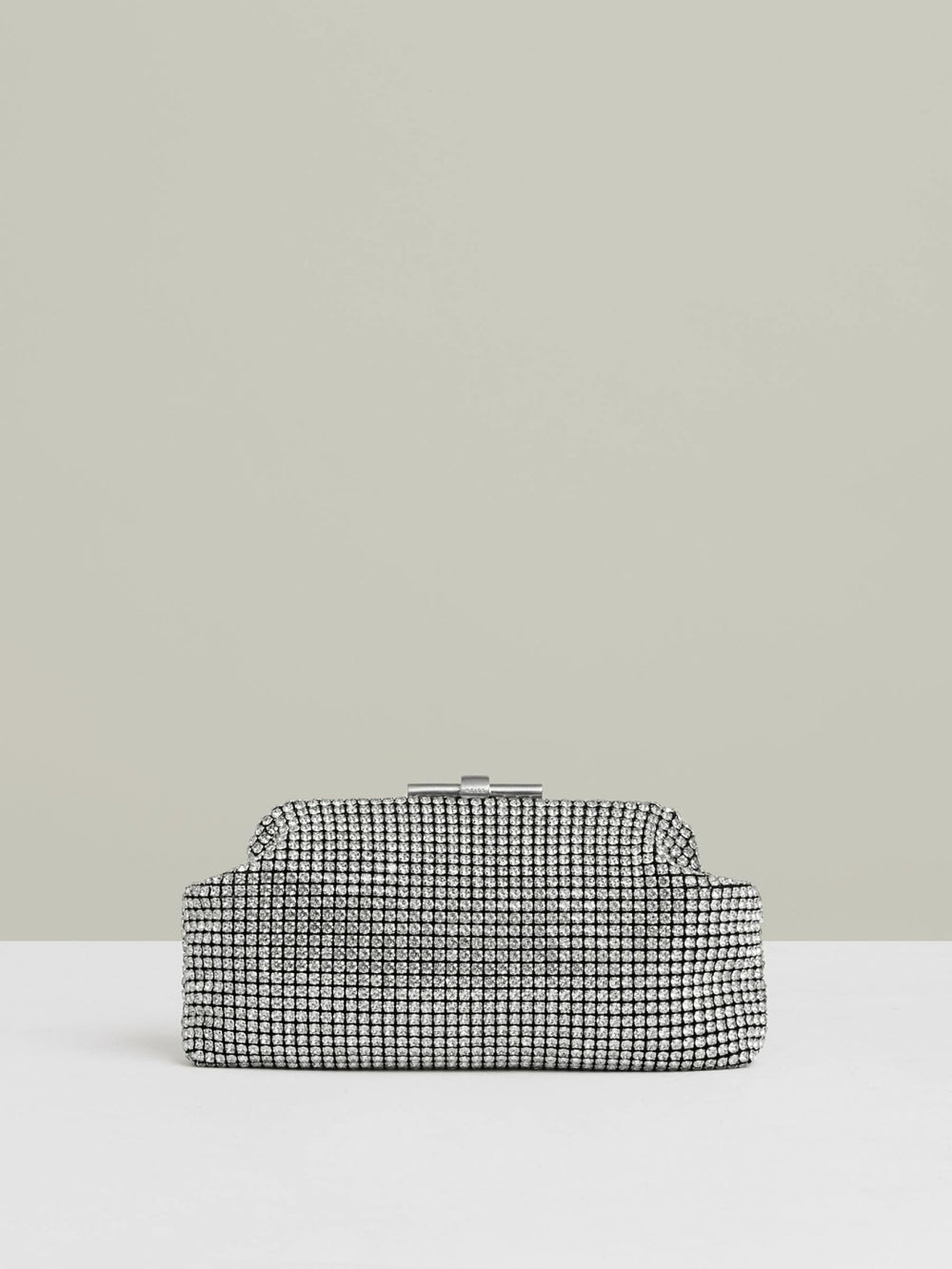 Embellished Clutch Bag in Silver