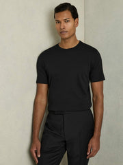 Cotton Crew Neck T-Shirt in Black