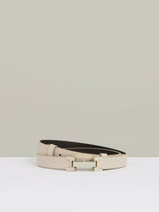 Leather Square Hinge Belt in Stone