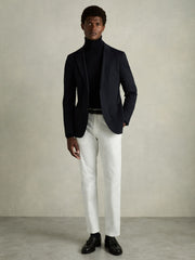 Slim Fit Washed Cotton Blend Chinos in White